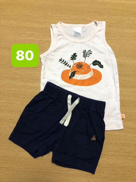 ベビー服 2点セット ノースリーブTシャツと ショートパンツ サイズ80 tinycotton baby GAP 綿100%
