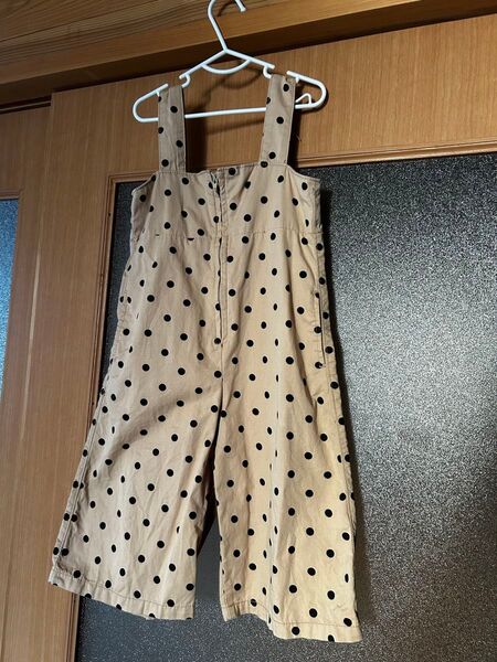 ドット柄 オーバーオール 90センチ ベージュ キッズ 子供服