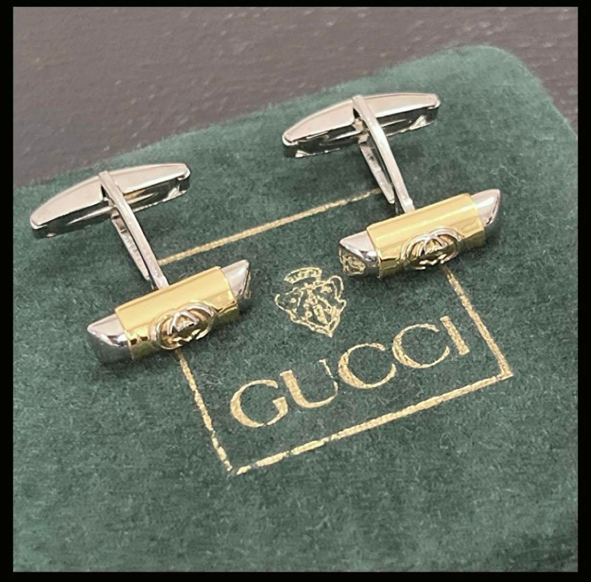★GUCCI★ ネクタイピン カフリンクス インターロッキング ゴールド 箱付き グッチ タイピン ネクタイ クリップ インターロッキング ロゴ GG
