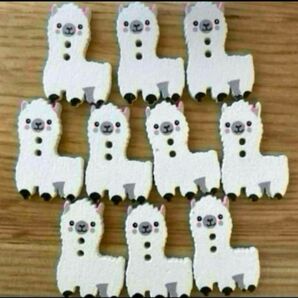 新品未使用 ウッドボタン アルパカ 10個 木のボタン