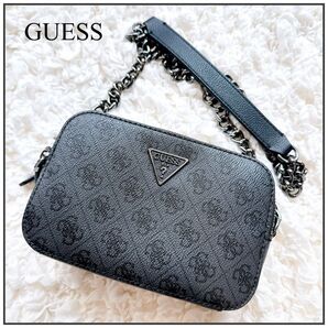 ゲス☆NOELLE Crossbody クロスボディバッグ ショルダーバッグ 黒 モノグラム チェーン