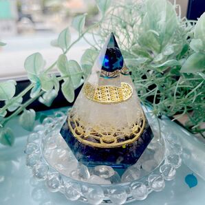 盛り塩オルゴナイト ヒマラヤ岩塩 アイオライト ブルーほたる石 メタトロンキューブ