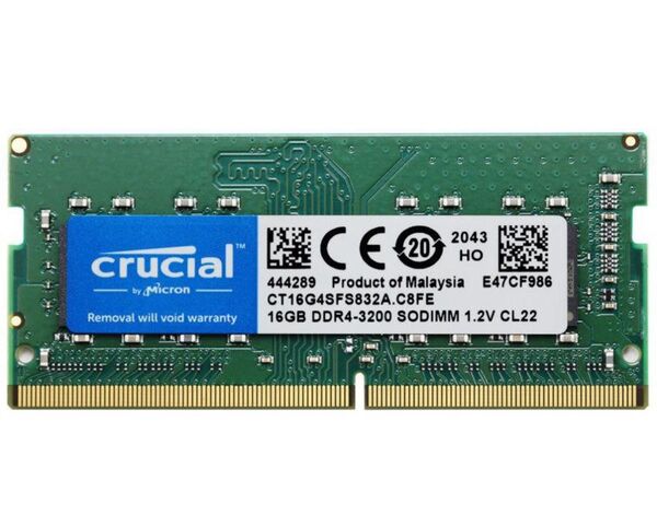 ノートPC用メモリ Crucial 16GB DDR4-3200 SODIMM DDR4 1.2V CT16G4SFS832A