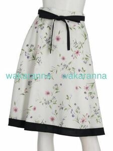 Новый Mente Passe Bicolor Flower Print Sk Юбка № 36 Ivory S Цветочный узор 7 Журнал из опубликованный ленточный ремень черный черный не носят белый