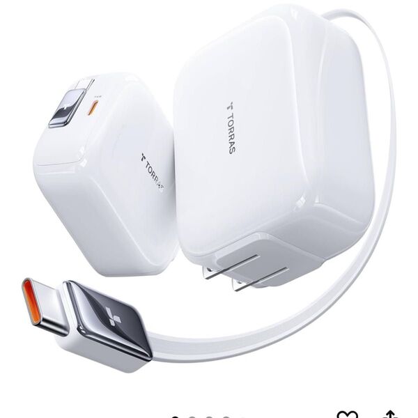 67W 急速充電器 【100CM&無階段調節】type-c 2ポート PD充電器 タイプc ケーブル ー体型