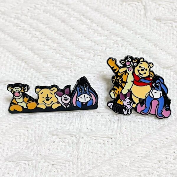 【新品未使用】プーさん ピグレット ティガー イーヨー くまのプーさん ピンバッジ ピンバッチ ピンズ ブローチ 2点セット