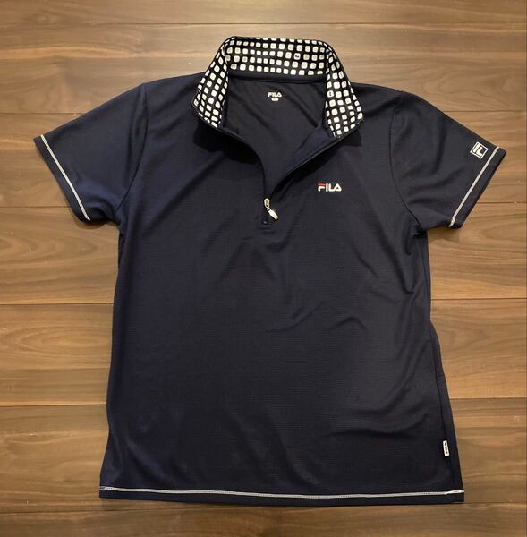 値下げ FILA レディース 半袖ポロシャツ ネービー