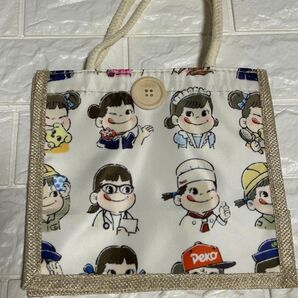 ★ペコちゃん★ 麻風ミニバッグ お散歩 買物 お財布がちっちゃい人向け〜 手書き風ペコちゃん