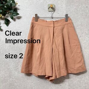 Clear Impression タックフレア ショートパンツ ベージュピンク