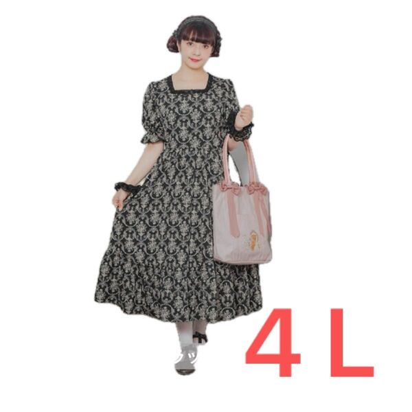 しまむら 青木美沙子 ダマスク柄 ブラック 4 L