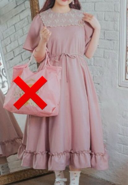 しまむら 青木美沙子 レース セーラー ワンピース ピンク 4 L
