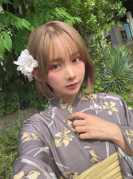 小花柄浴衣セット 兵児帯 ホワイト グレー イエロー モダン 和柄 古典花柄