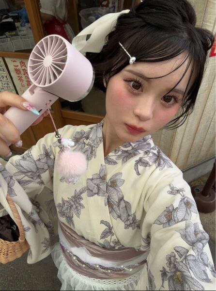 3点セット2Way花柄セパレート浴衣 ワンピース 二部式 兵児帯 ピンク ホワイト