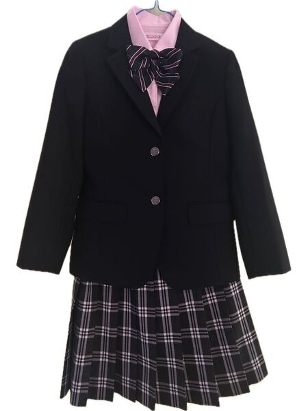 KTC おおぞら高校 制服 黒 ブレザー /スカート/リボン2種/ブラウス(ピンク1・白2)/ベスト 8点セット 美品
