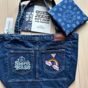 GUESS JEANS デニムトートバッグ verdy レーザー刻印 ワッペン バンダナ付き