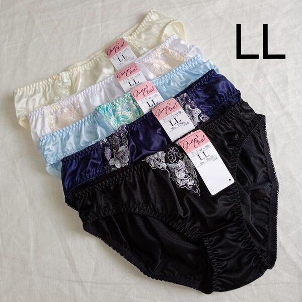 (H487)【LL】5枚 レディースショーツ 大きいサイズ XL まとめ売り タグ付 新品 トリコットショーツ