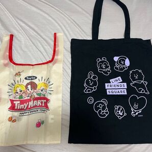 BTS TinyTAN BT21 LINEFRIENDショップ 渋谷 限定 エコバッグ ガチャガチャ