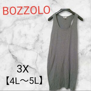 BOZZOLO【4L 5L】タンクトップワンピース グレー 海外 古着 ノースリーブ 膝丈 ひざ丈