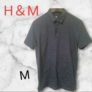 H&M 【M】ポロシャツ ネイビー 半袖 海外 古着 ゴルフウェア レディース ユニセックス