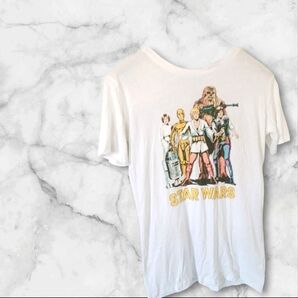 STAR WARS 【S】プリント Tシャツ アニメ 白 ホワイト 海外 古着 メンズ レディース