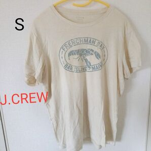 J.CREW 【S】Tシャツ フレンチマンベイ プリント ベージュ 半袖 古着 USA製 アメカジ 海外 90s