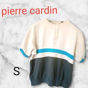 pierre cardin【S】半袖トップス 切り替えデザイン スウェット 古着 USA製 海外