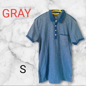 GRAY 【S】ポロシャツ メンズ レディース ブルー ゴルフ ゴルフウェア 半袖 ポロシャツ 海外 古着