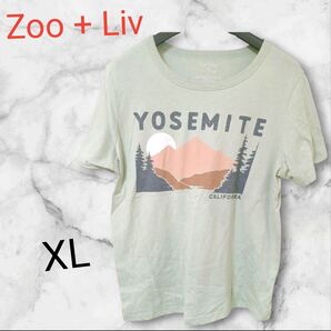 Zoo + Liv 【XL】ヨセミテ国立公園 Tシャツ ミントグリーン 半袖 プリント USA製 90s 海外 古着 レディース