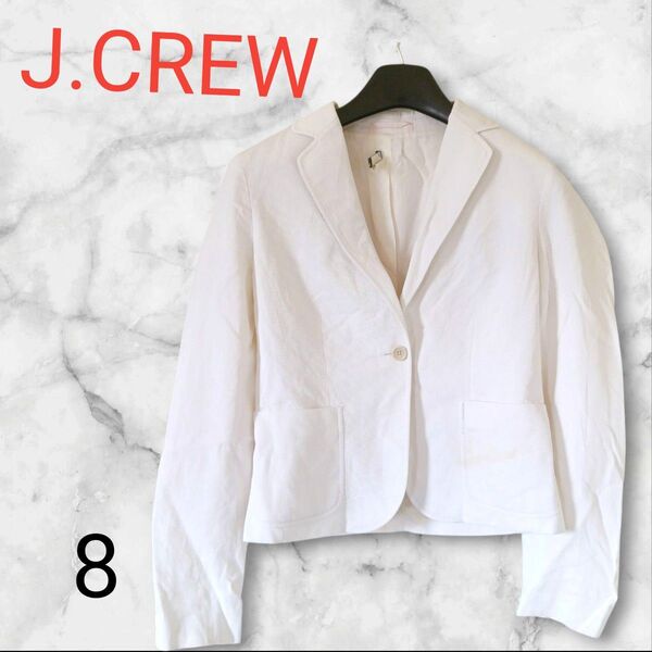 J.CREW 【8】ショート丈ジャケット ホワイト ジャケット 長袖 M~L 海外 古着