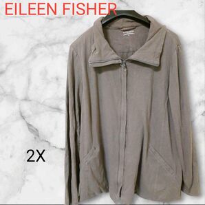 Eileen Fisher 【2X】ジップアップ ジャケット ブラウン レディース メンズ 海外 古着 アウター