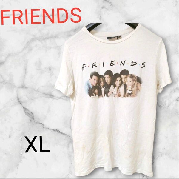 FRIENDS Tシャツ 【XL】オフホワイト 古着 海外 ドラマ friends フレンズ 90s 半袖Tシャツ プリント