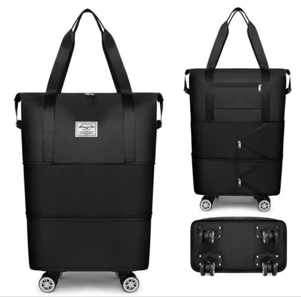 キャリーバッグ ボストンバッグ ブラック 旅行 拡張機能付き 3way