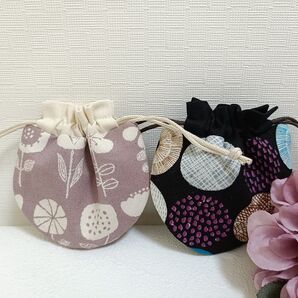 ☆ハンドメイド☆ まんまるミニ巾着 北欧風 セット