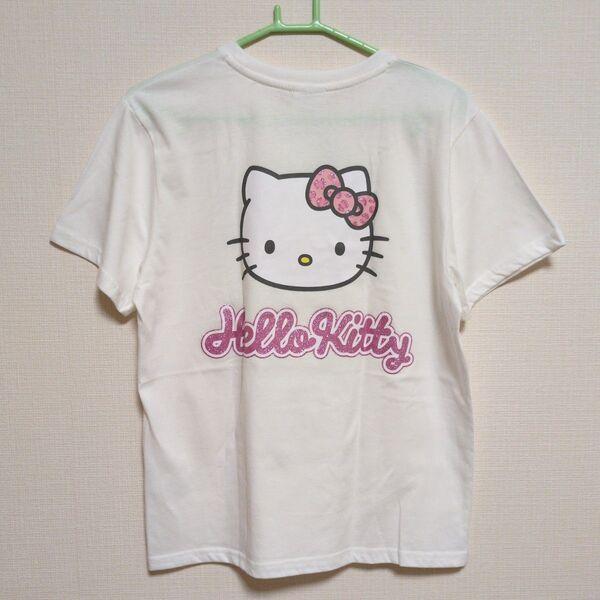 ハローキティ Tシャツ L 白 ヒョウ柄 ラメ