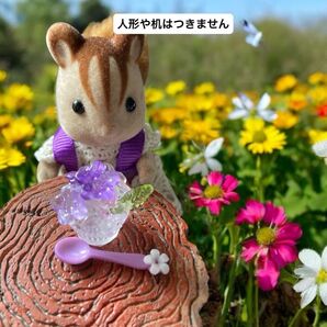 No.860 ミニチュアお花氷 ミニチュアお花のスプーン ドール用 フィギュア用小物 推し色 パープル ハンドメイド