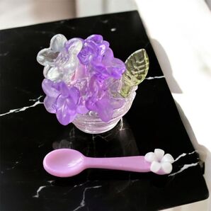 No.861 ミニチュアお花氷 お花のスプーン 推し色パープル ドール用小物 ミニチュア小物 ハンドメイド