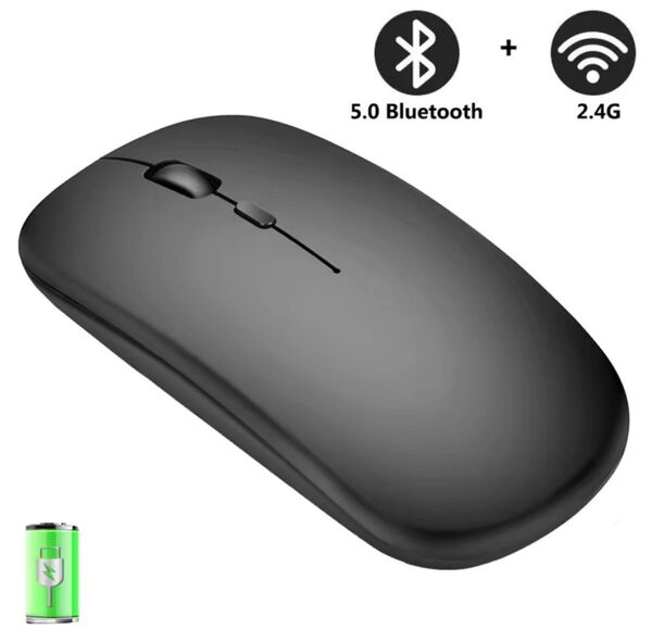 【新品】薄型 ワイヤレスマウス 充電式 電池内蔵 Bluetoothマウス 2.4GHz パソコン PC マットブラック1