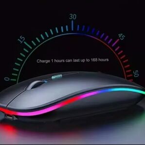 【新品】LEDライト付き 薄型 ワイヤレスマウス 充電式 Bluetoothマウス 2.4GHz パソコン PC マットブラック1