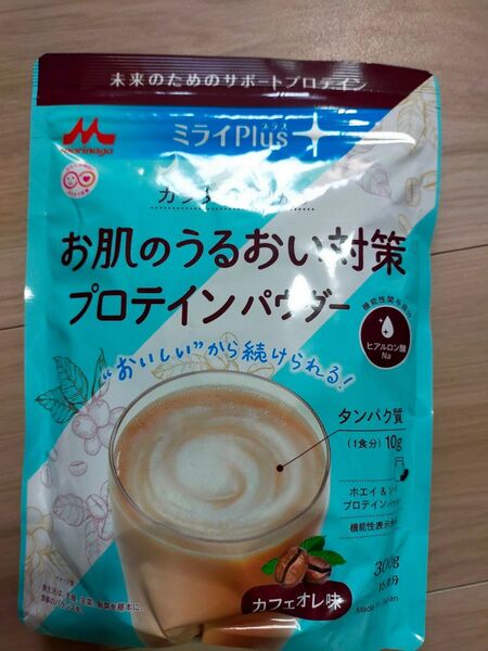 森永乳業 ミライPlus お肌のうるおい対策 プロテイン パウダー カフェオレ味 ホエイ&ソイプロテインパウダー 300g 1袋