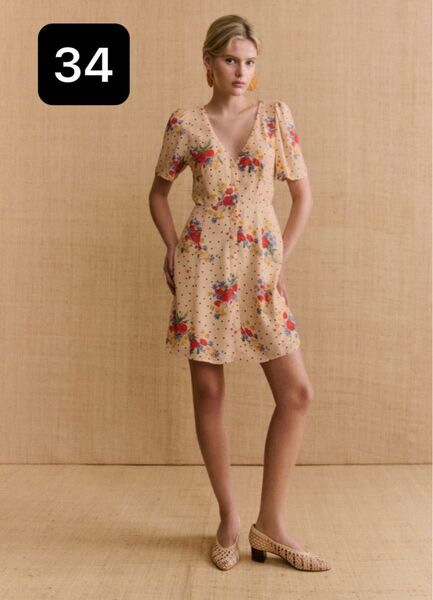 sezane poppy dress サイズ34 XS-S相当 サマードレス ショートドレス 花柄ワンピース パリジェンヌ