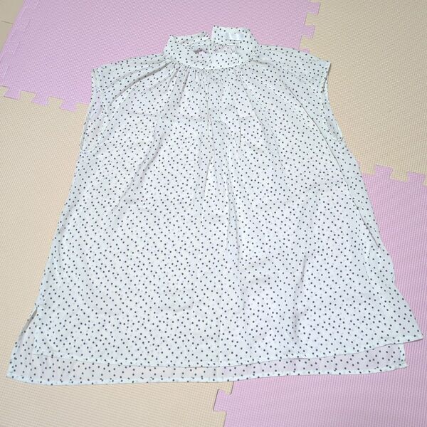 ドレスキップ ノースリーブ シャツ ブラウス ワールド M 夏服 トップス ノースリーブ ドット柄