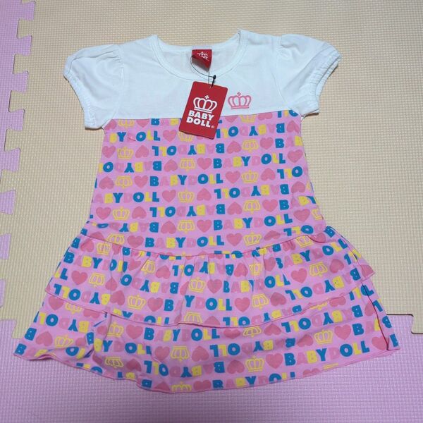 【新品】BABYDOLL 半袖ワンピース 100 ピンク 女の子 夏服 Tシャツ キッズ