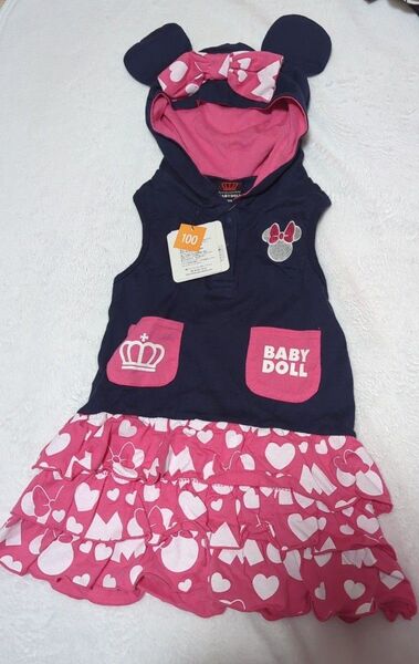 【新品】 ベビードール ノースリーブワンピース 100 ミニー ディズニー 夏服 女の子 キッズ