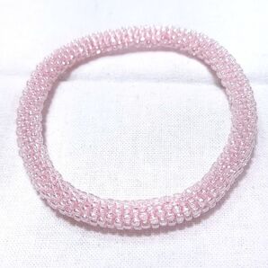 ピンクのチューブクロッシェブレスレット2 16cm
