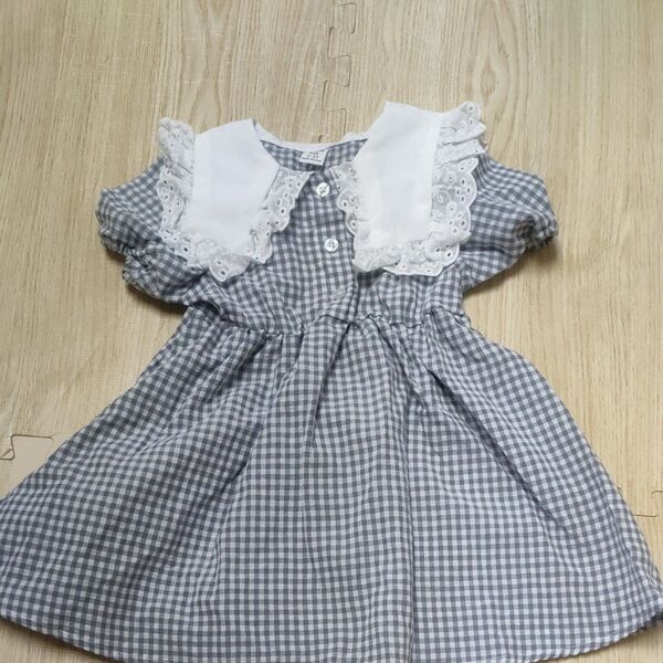 新品。女の子 2〜3歳 ギンガムチェック レース