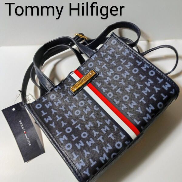 Tommy Hilfiger 2way ショルダーバッグハンドバッグ ネイビートリコロール #011