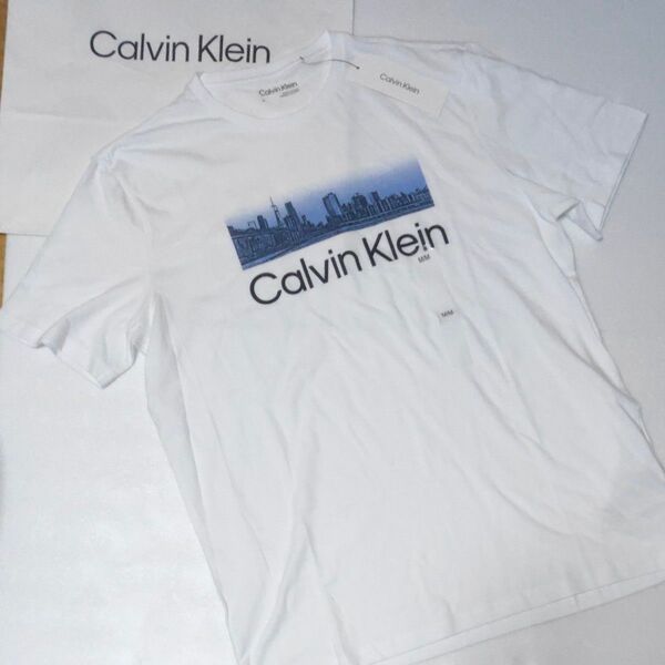 Calvin Klein カルバンクライン Tシャツ Mサイズ 新品未使用 ホワイト 着丈73,5cm #063