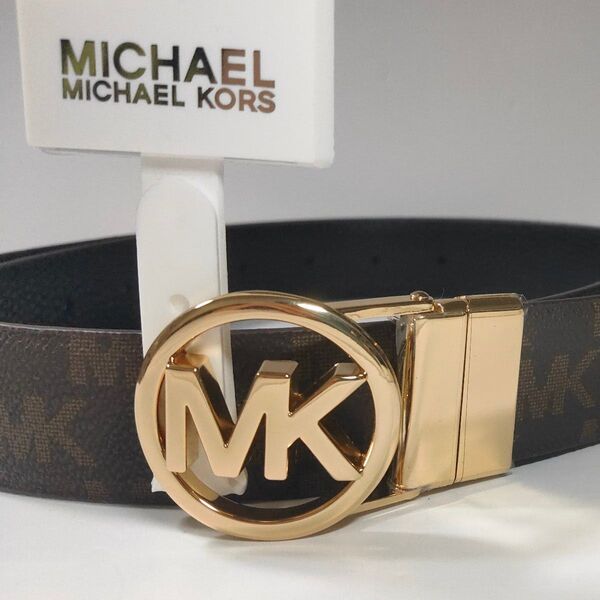MICHAEL KORS マイケルコース MKバックル リバーシブルベルト レザーベルト ブラウン サイズ調節可能 #114