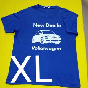 XL ユニクロ New Beetle Volkswagen プリントTシャツ ブルー コットン100%