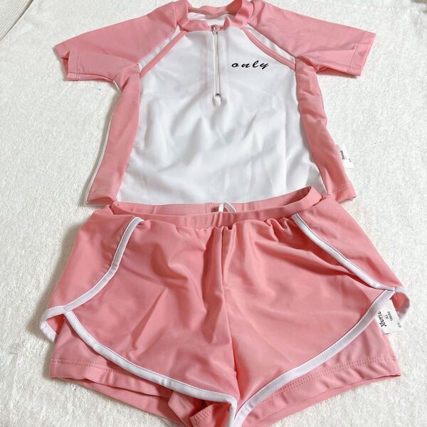 新品★ 水着 女の子 ガールズ 子供 キッズ セパレート ショートパンツ ピンク 100